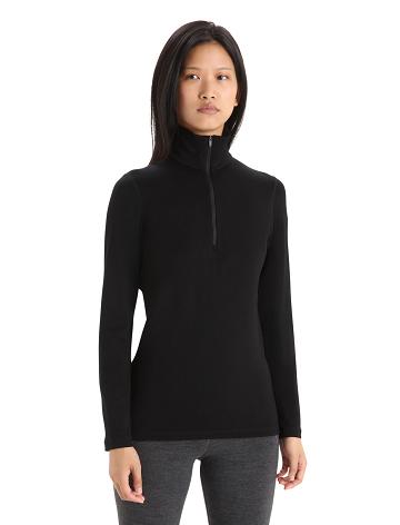 Icebreaker Merino 260 Tech Long Sleeve Half Zip Thermal Top Női Base Layers Fekete | HU 1915FDNM